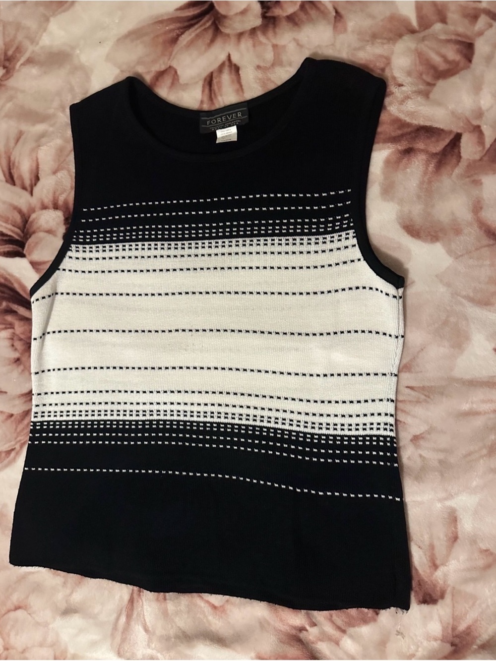 Forever Black & White Striped Knit Tank Top